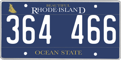 RI license plate 364466