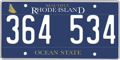 RI license plate 364534