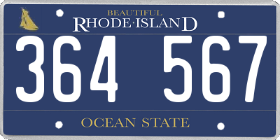 RI license plate 364567