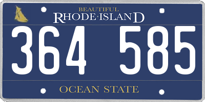 RI license plate 364585