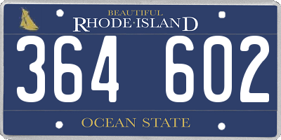 RI license plate 364602