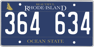 RI license plate 364634