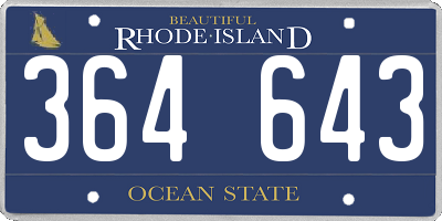 RI license plate 364643