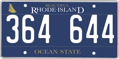 RI license plate 364644