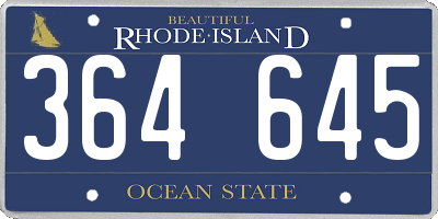 RI license plate 364645