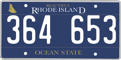 RI license plate 364653