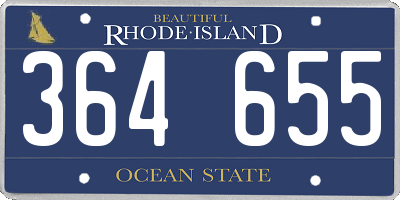 RI license plate 364655