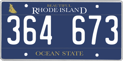 RI license plate 364673