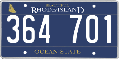 RI license plate 364701
