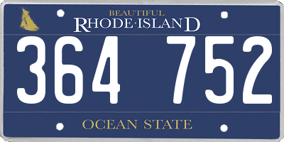 RI license plate 364752