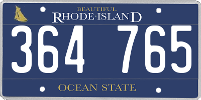 RI license plate 364765