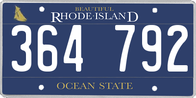 RI license plate 364792