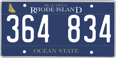 RI license plate 364834