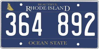 RI license plate 364892