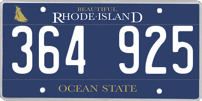 RI license plate 364925