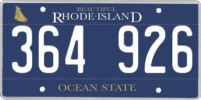 RI license plate 364926