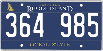 RI license plate 364985