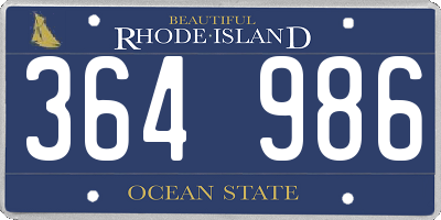 RI license plate 364986