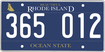 RI license plate 365012