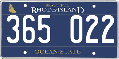 RI license plate 365022