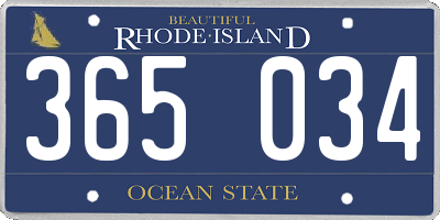 RI license plate 365034