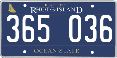 RI license plate 365036