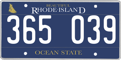 RI license plate 365039