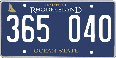 RI license plate 365040