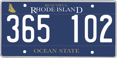 RI license plate 365102