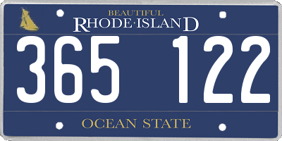 RI license plate 365122