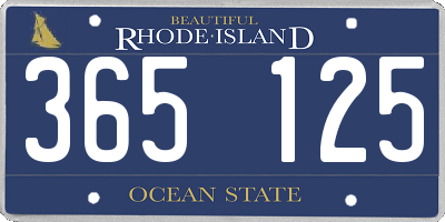 RI license plate 365125