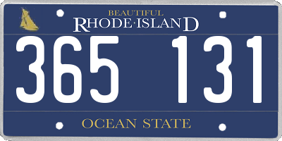 RI license plate 365131