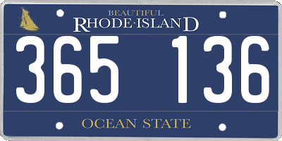RI license plate 365136