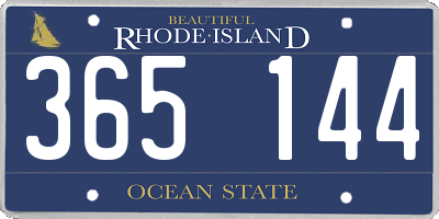 RI license plate 365144
