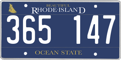 RI license plate 365147