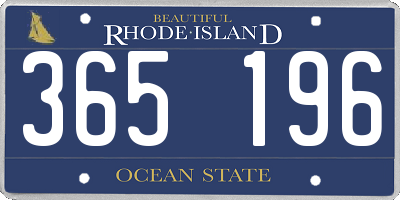 RI license plate 365196