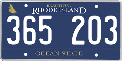 RI license plate 365203
