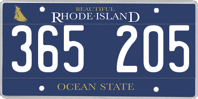RI license plate 365205
