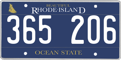 RI license plate 365206