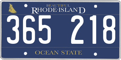 RI license plate 365218