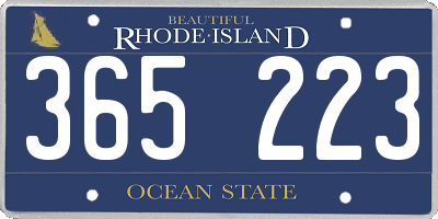 RI license plate 365223