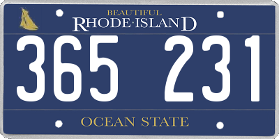 RI license plate 365231