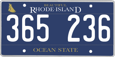 RI license plate 365236