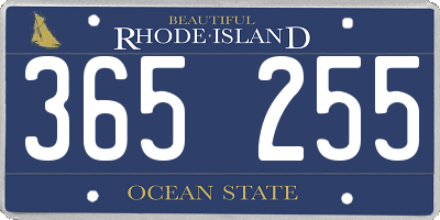 RI license plate 365255