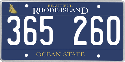 RI license plate 365260