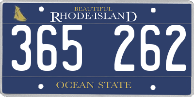 RI license plate 365262