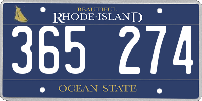 RI license plate 365274