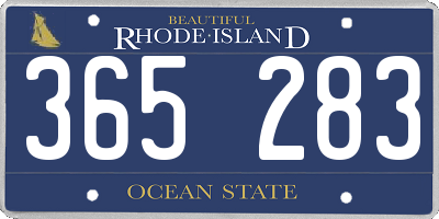 RI license plate 365283