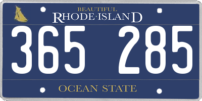 RI license plate 365285