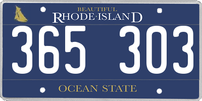RI license plate 365303